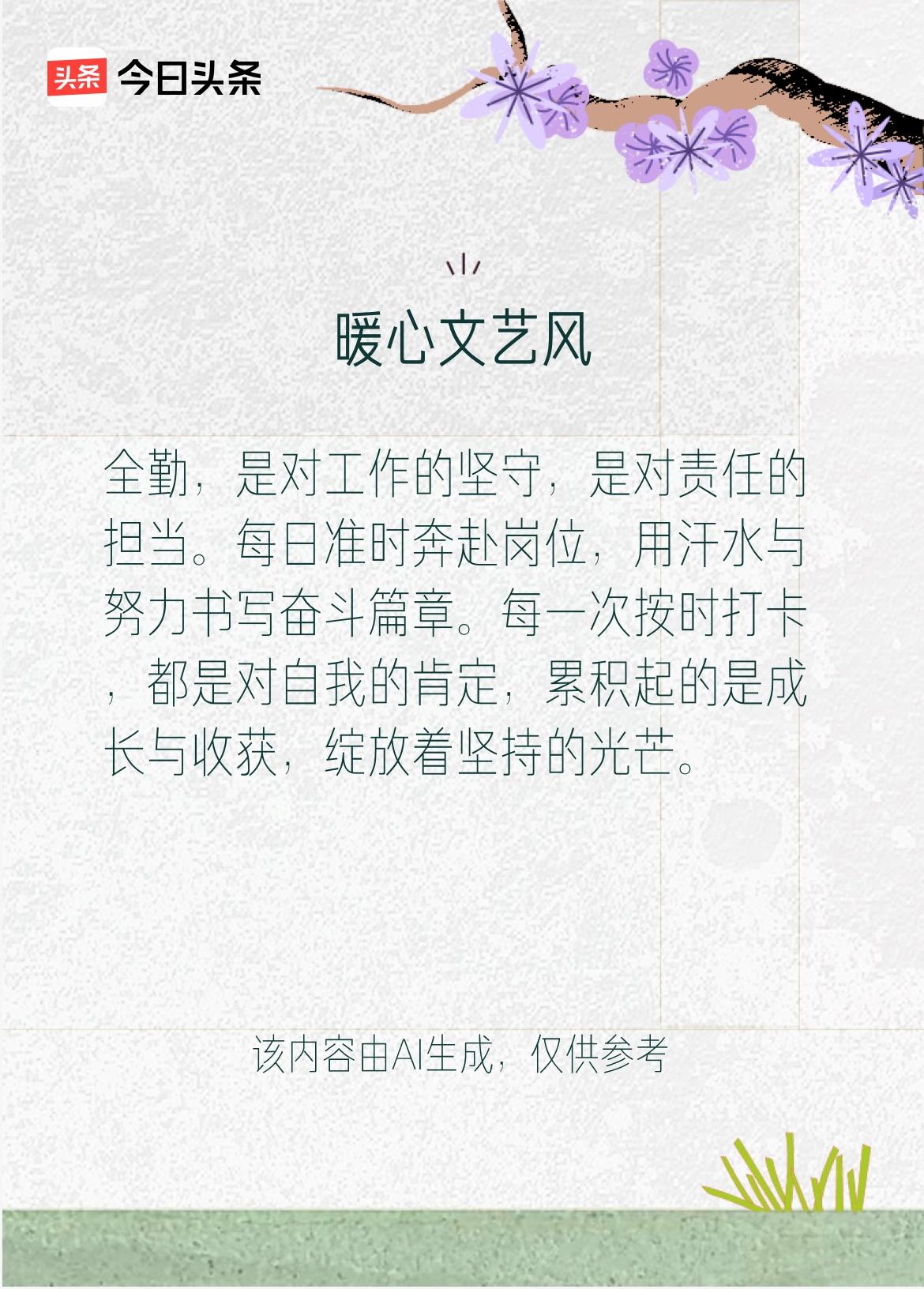 而在文学创作的世界里，全勤同样重要。每日坚持创作，用文字描绘世间百态，用灵感点燃