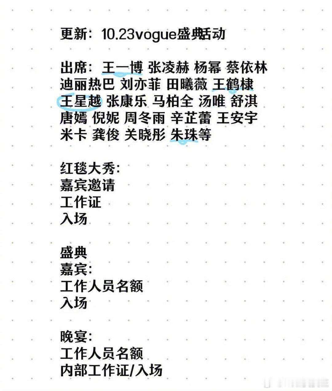 下一个乐子要来了，VOGUE20周年盛典活动，到时候看看谁压轴。可能出席的大咖不
