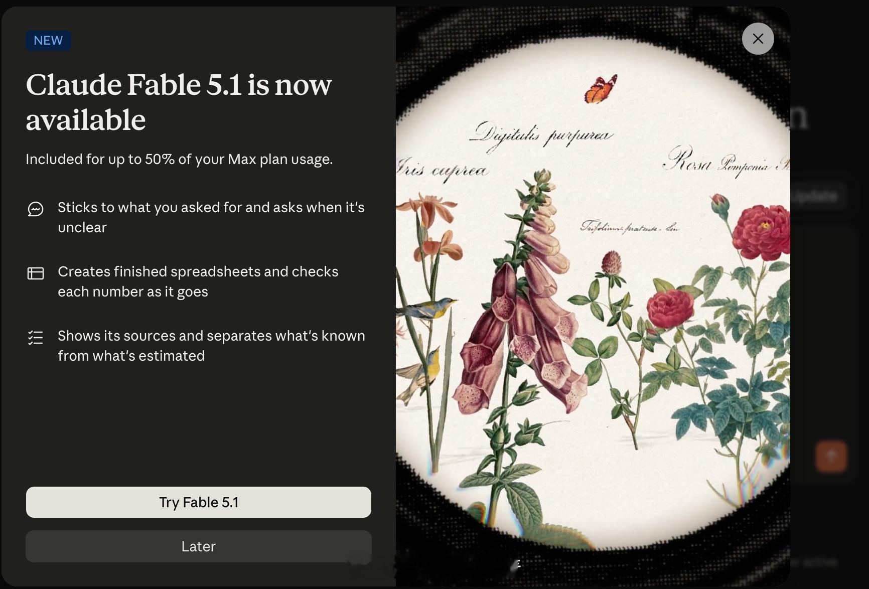 升级下 CC， Fable5.1 来了，Open得加油了，Gpt的模型差距被拉开