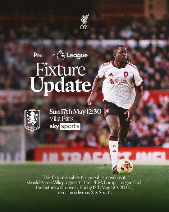 如果维拉晋级欧联杯决赛，改到周日开球的英超比赛将提前到周五进行 