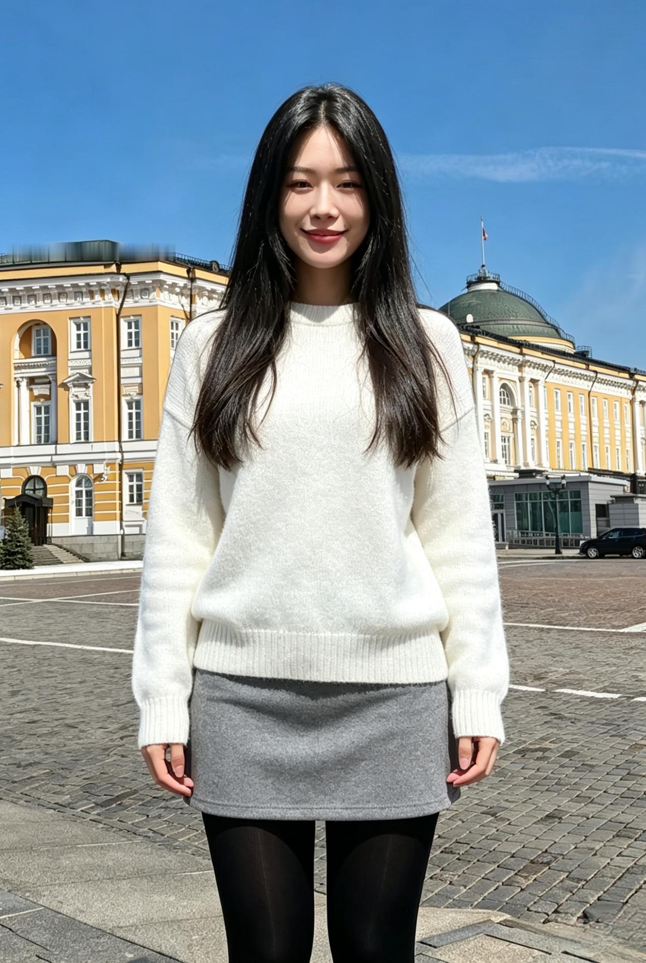 晴空是她身后最纯净的画布
白衫是落在画布上的月光
黑丝缠绕的脚踝
踩着风，也踩着