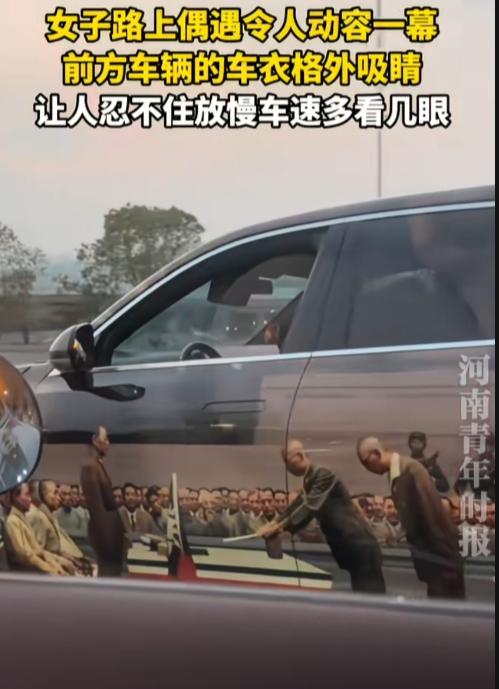 这车衣太赞了，为车主点赞！

福建，一女子路上偶遇令人动容一幕，前方车辆的车衣格