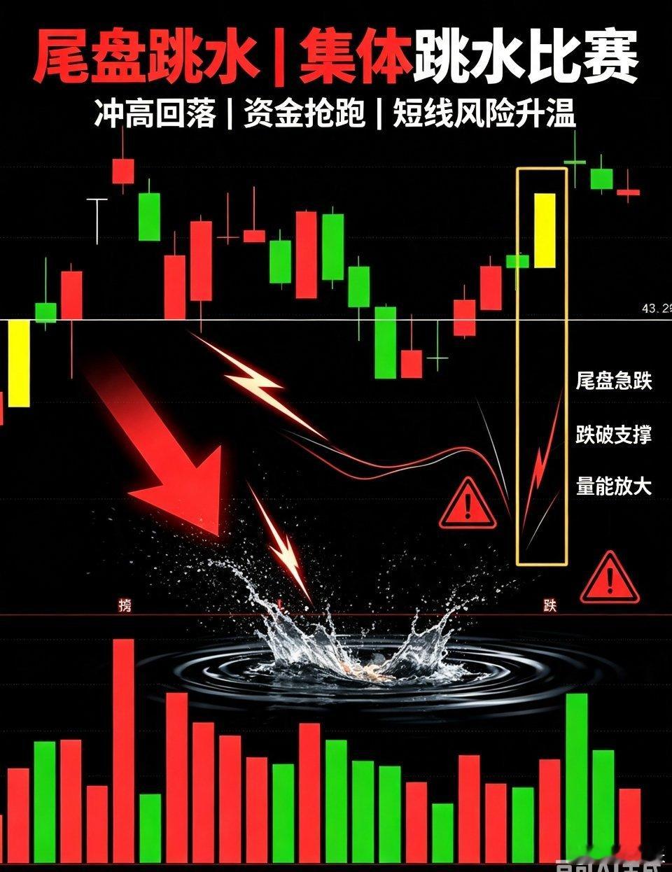 尾盘上演集体跳水大赛📉早盘冲高放量拉升，午后资金集体兑现出逃，长上影K线直接砸