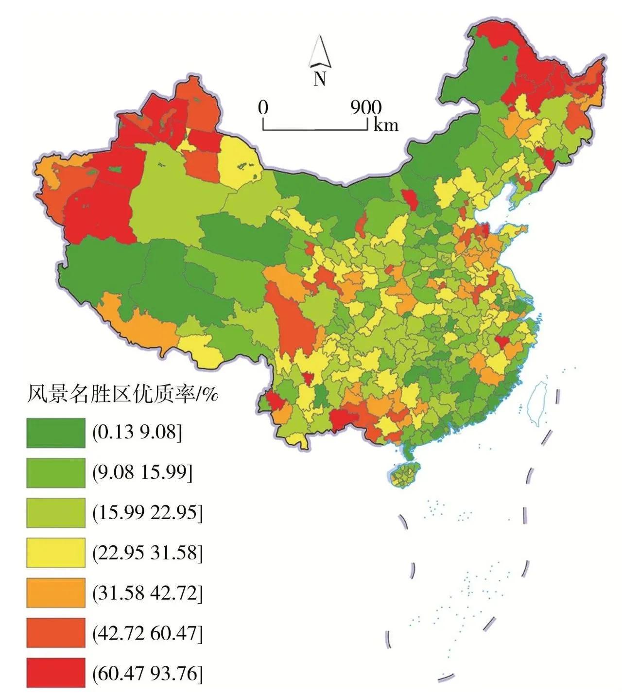中国风景名胜区优质率