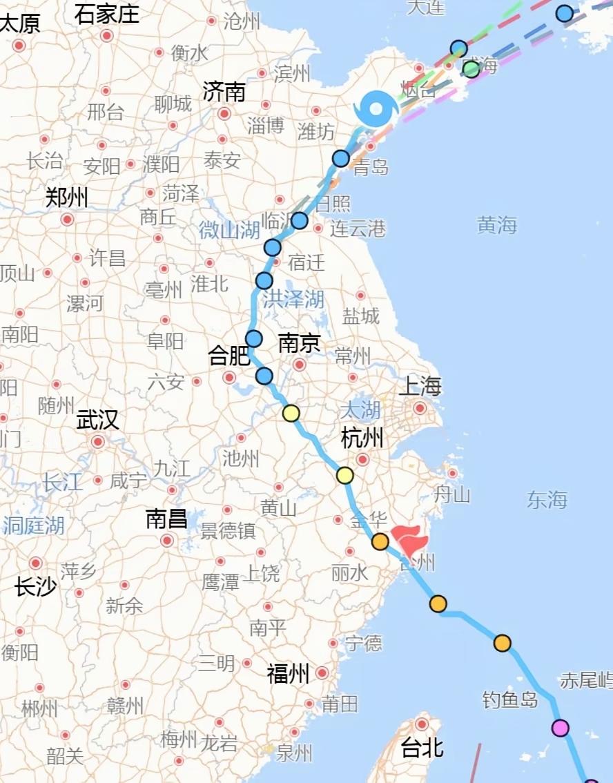 全网独一份台风轨迹，从浙南一路冲到胶东，沿途城市全绷紧神经

极端气象 台风预警