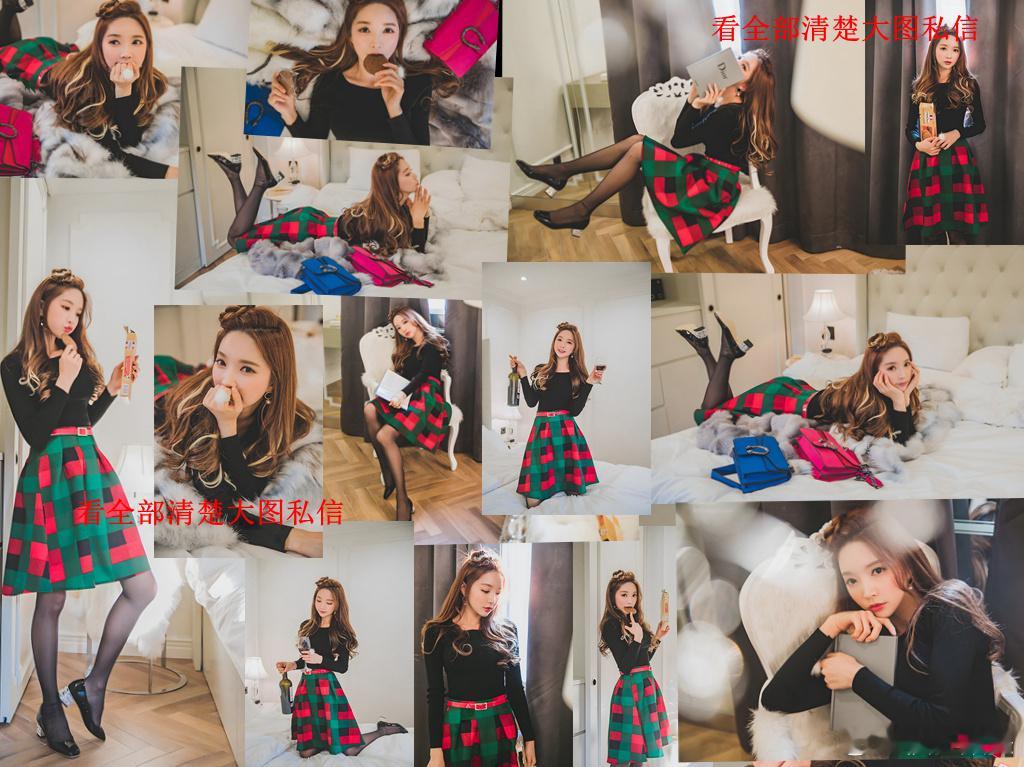 绿格子裙搭配薄黑丝... ​​​