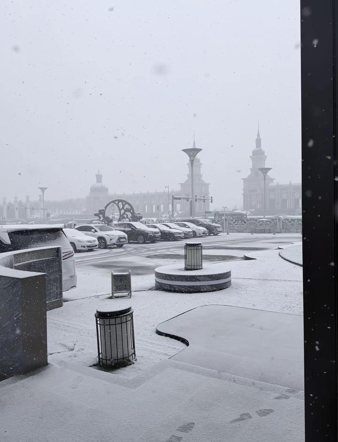 春天来啦，哈尔滨开始下雪啦