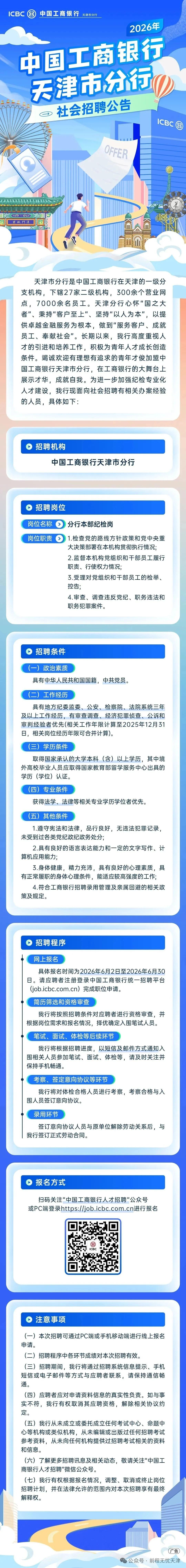 中国工商银行天津市分行 社会招聘公告