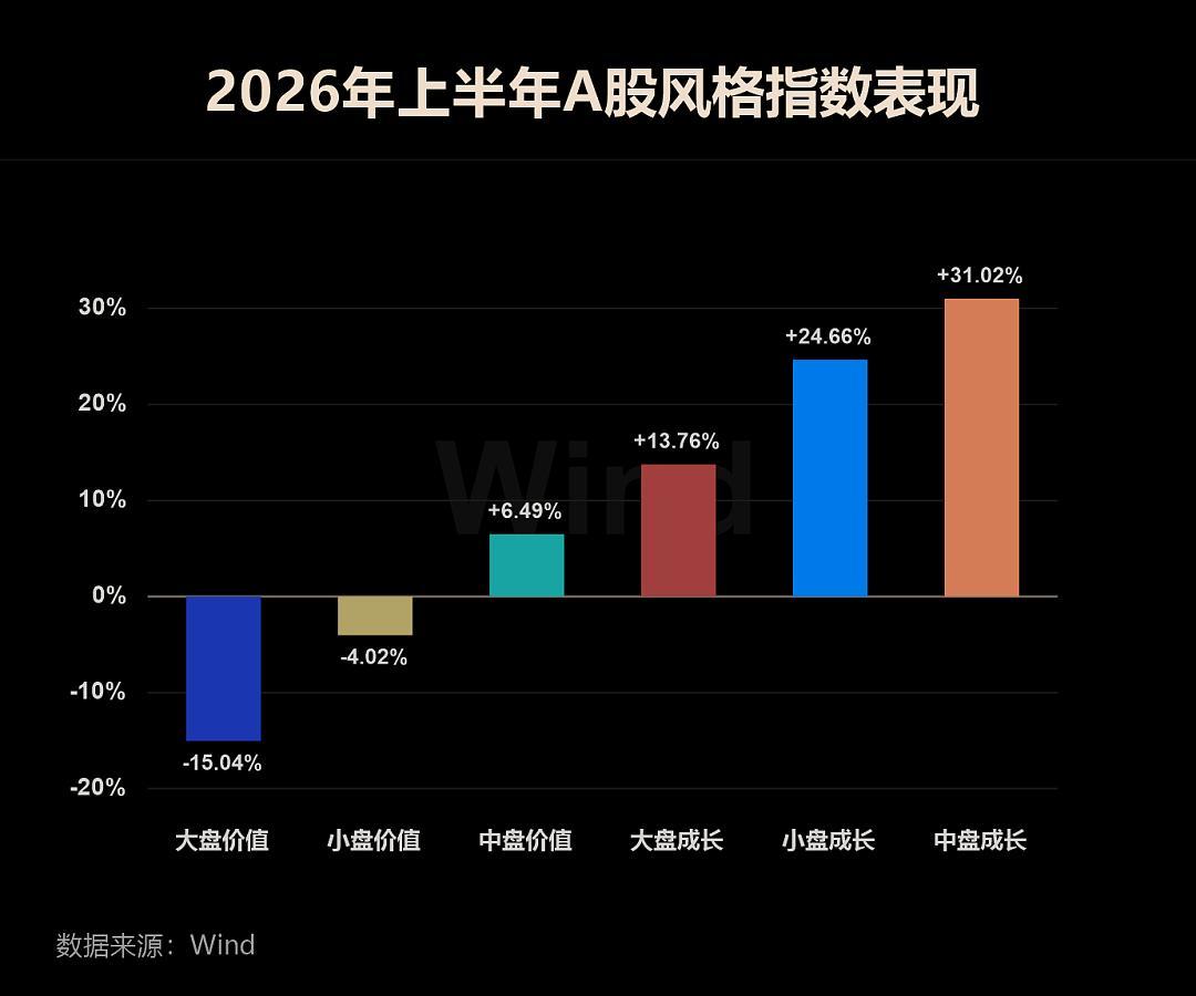 数据有话说，上半年大块头大涨，下半年切换？
2026年上半年，A股风格指数表现分