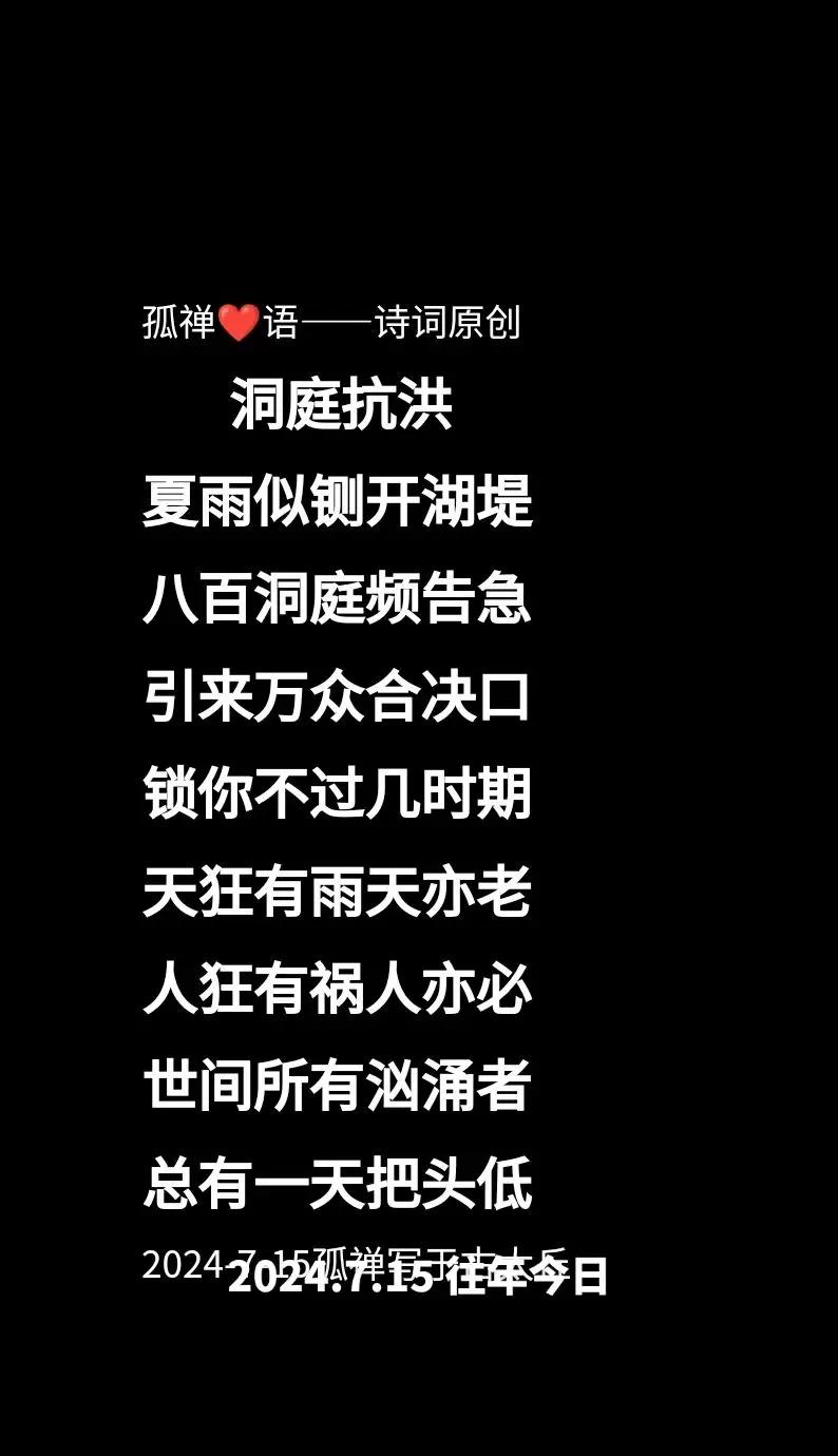 往年今日孤禅❤语洞庭抗洪孤禅诗词