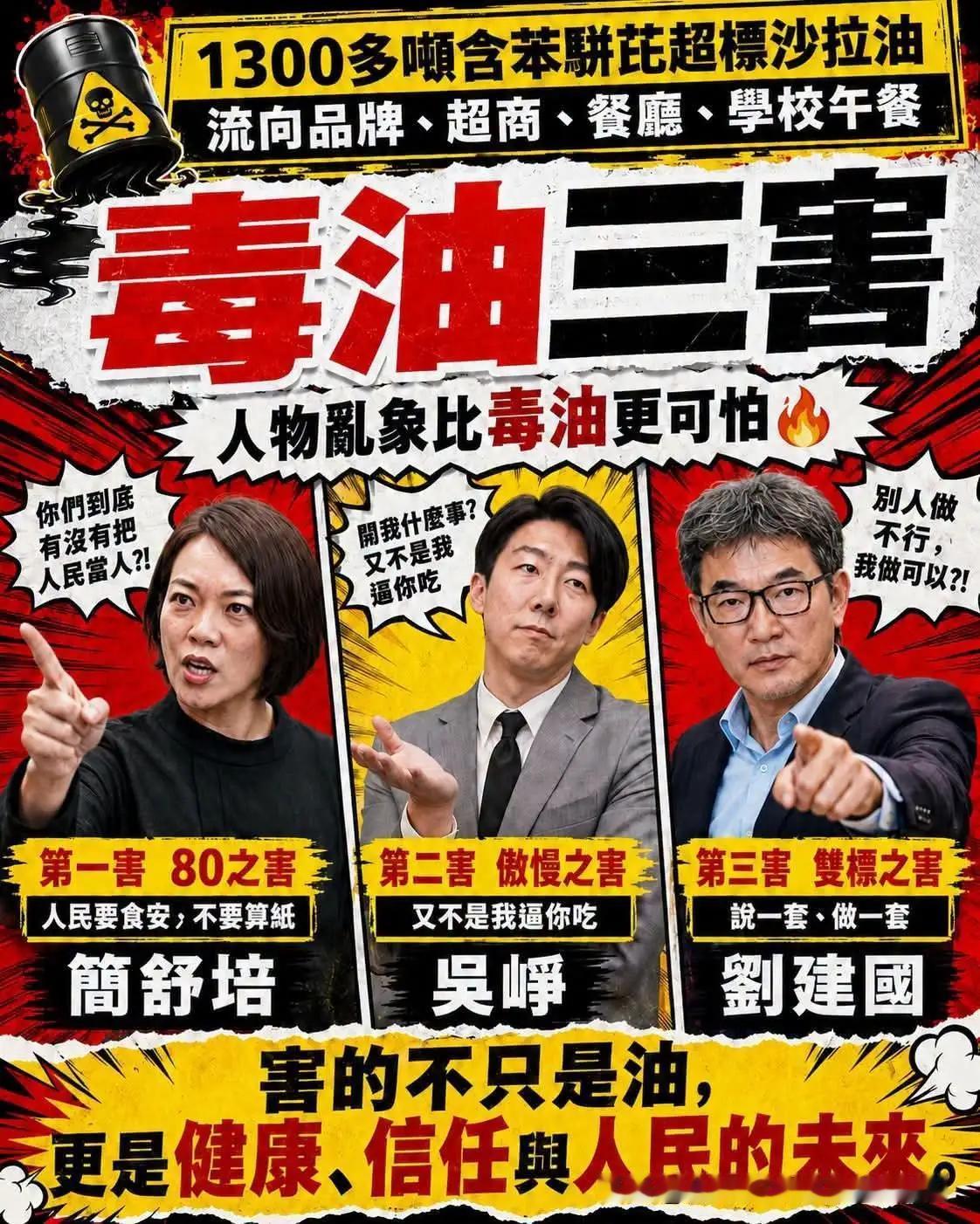 致癌油就是赖清德的死穴
        做人不能丧尽天良，赖清德当局真把台湾人民