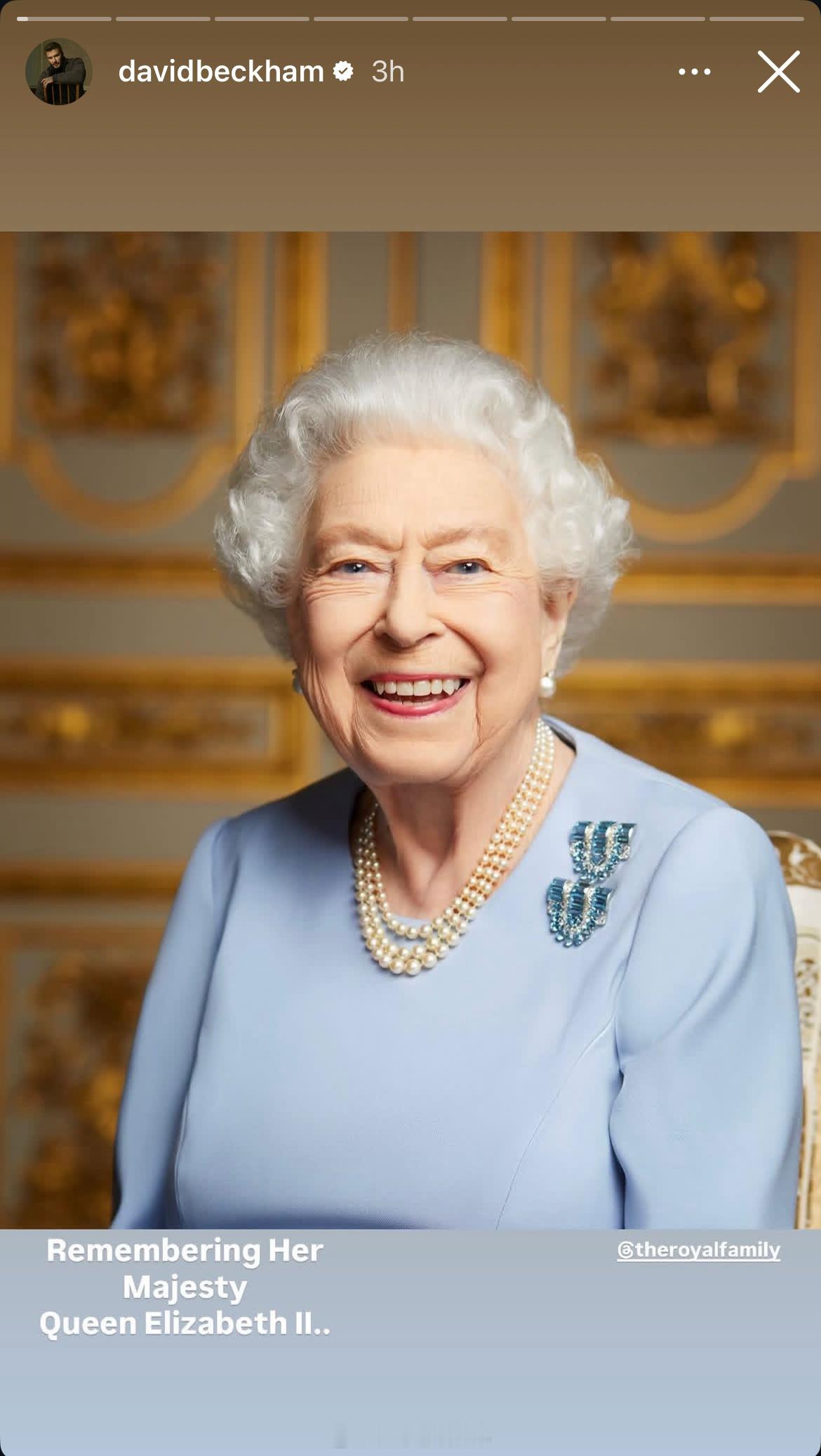 英国王室  昨天大卫贝克汉姆爵士连发8️⃣张图片纪念已故的伊丽莎白二世女王🕊️