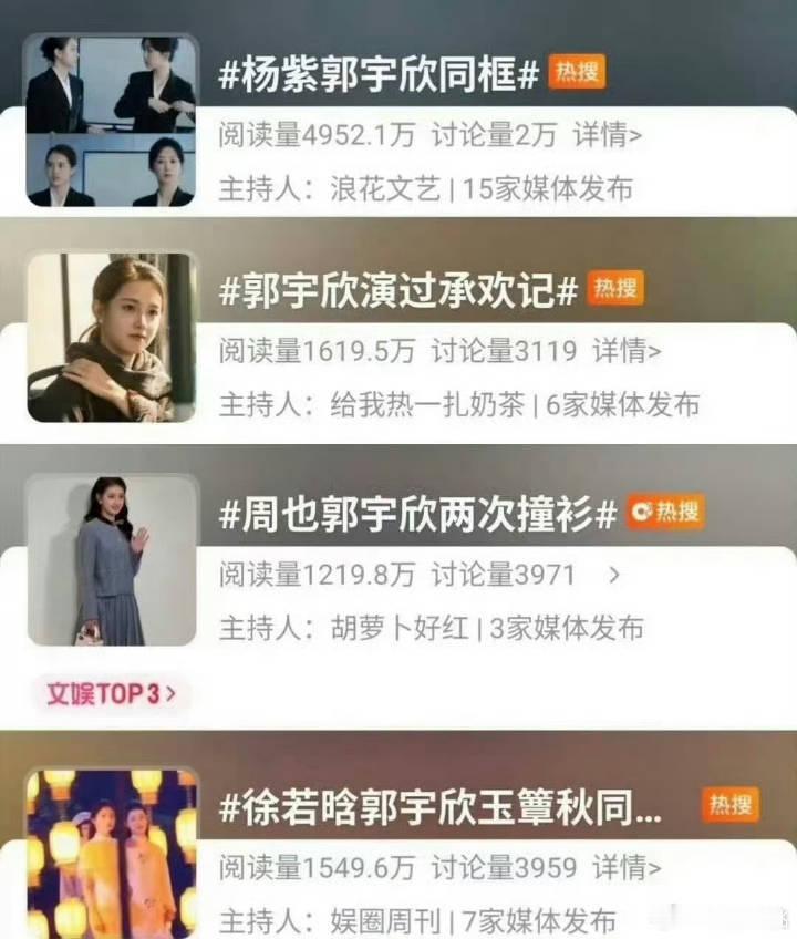 tg 从郭宇欣出道到现在蹭的女明星不少呢大流量就蹭，小🌸就拉踩 