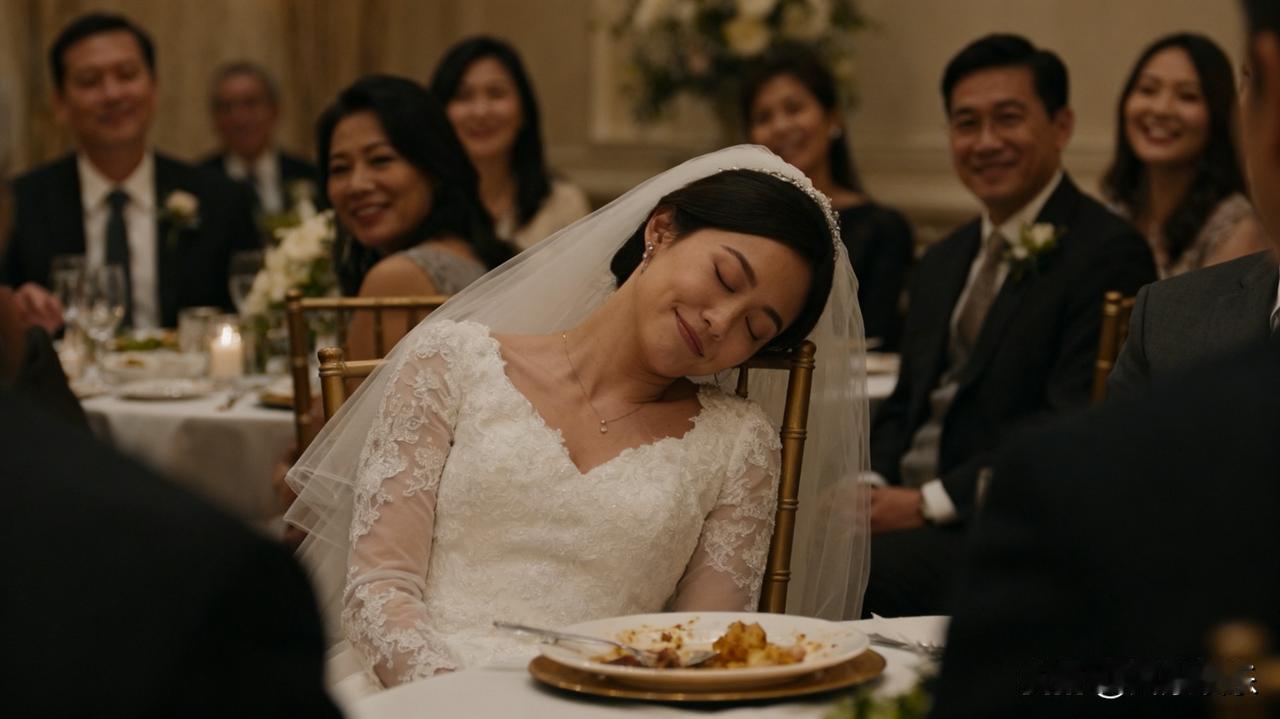 夫妻婚礼后新娘吃火锅时就睡着了 现在结婚真的是累人“大工程”。江苏徐州有网友分享