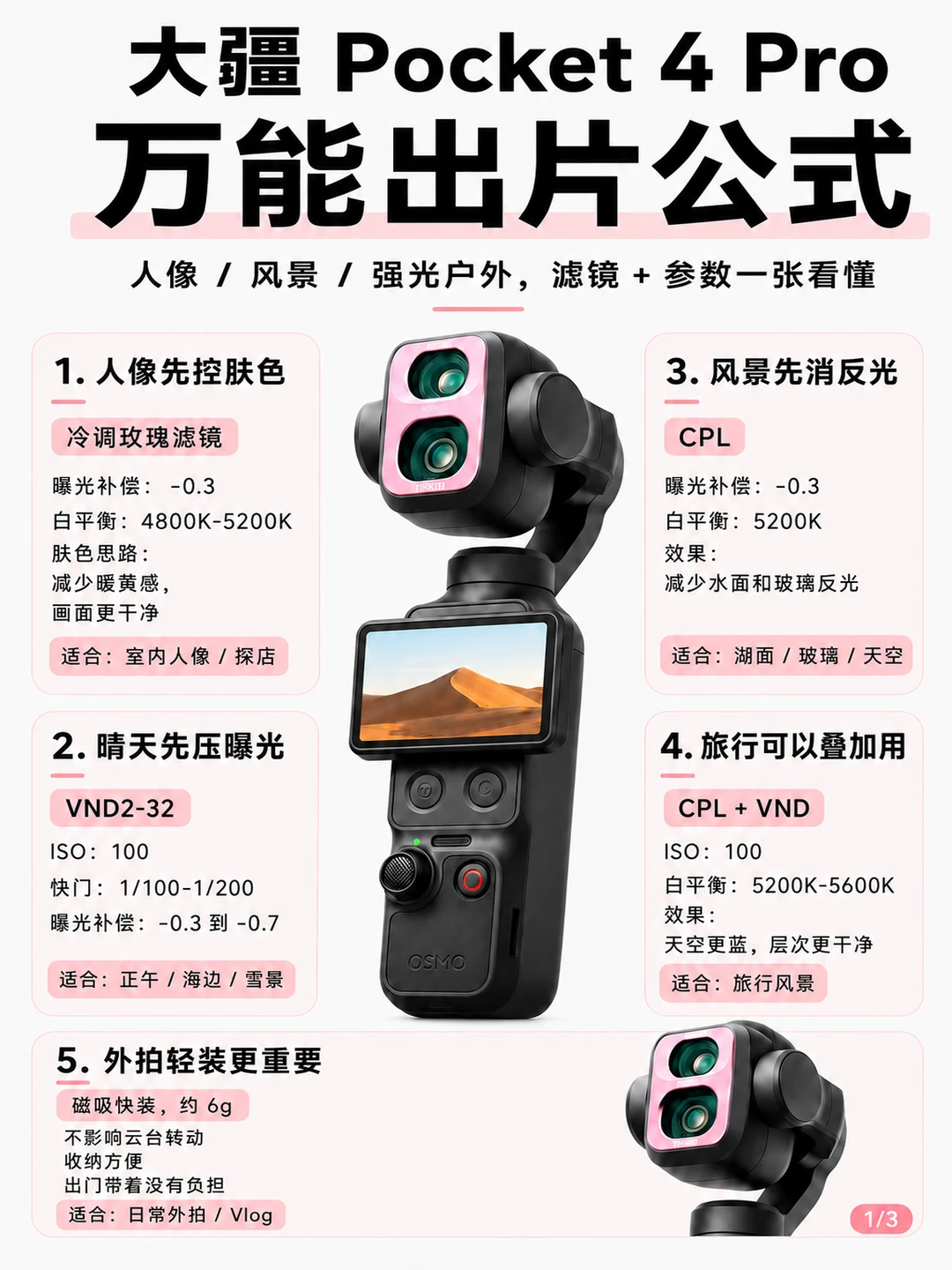 大疆Pocket4 Pro滤镜万能参数，蹲新机必存