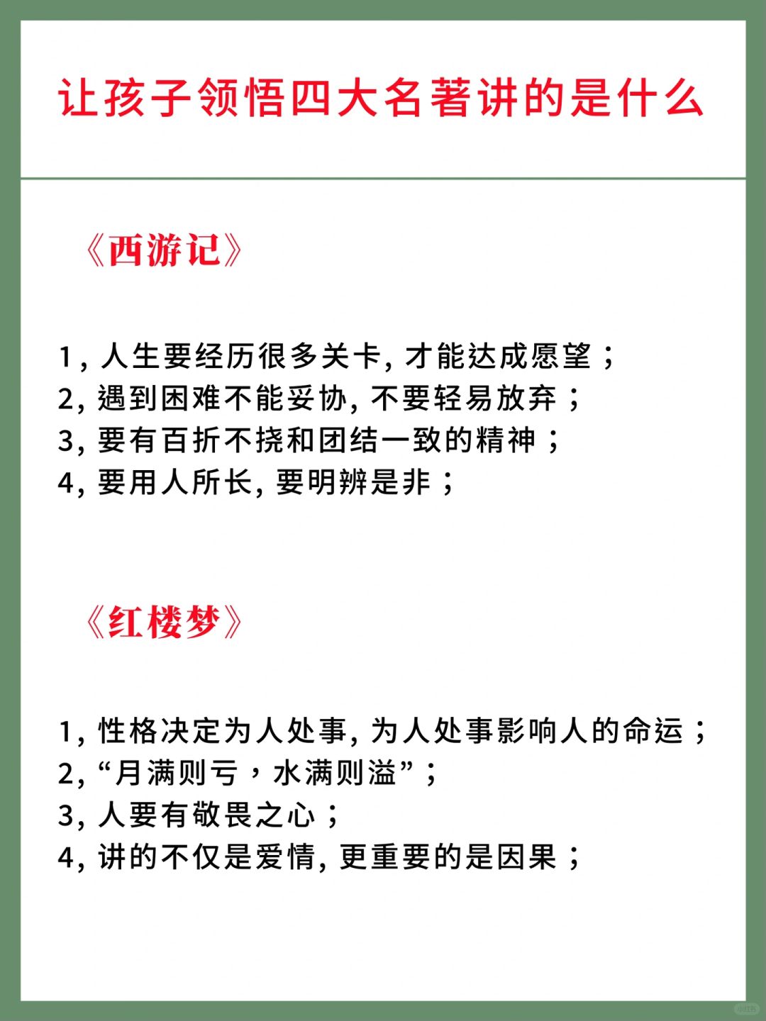 一定要让孩子领悟四大名著讲的是什么