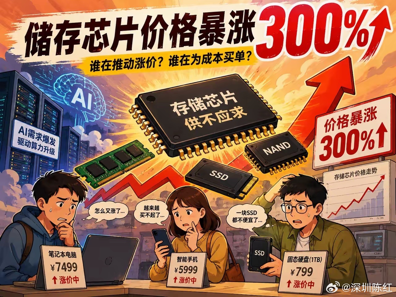 存储芯片价格暴涨超300%，表面是一轮涨价潮，本质是AI时代供应链重新排座次的标