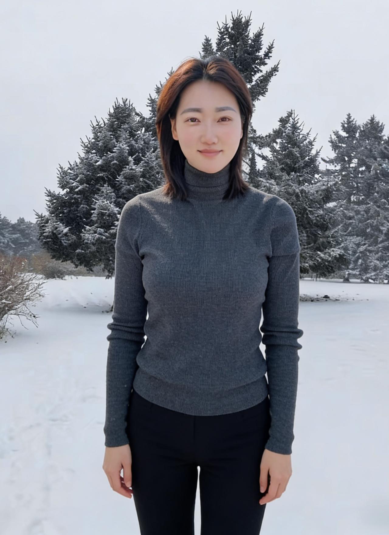 琼林开晓霁，玉立倚晴光。
素袂凝霜冷，清眸映雪凉。
风轻梳鬓影，梅浅沁衣香。
一