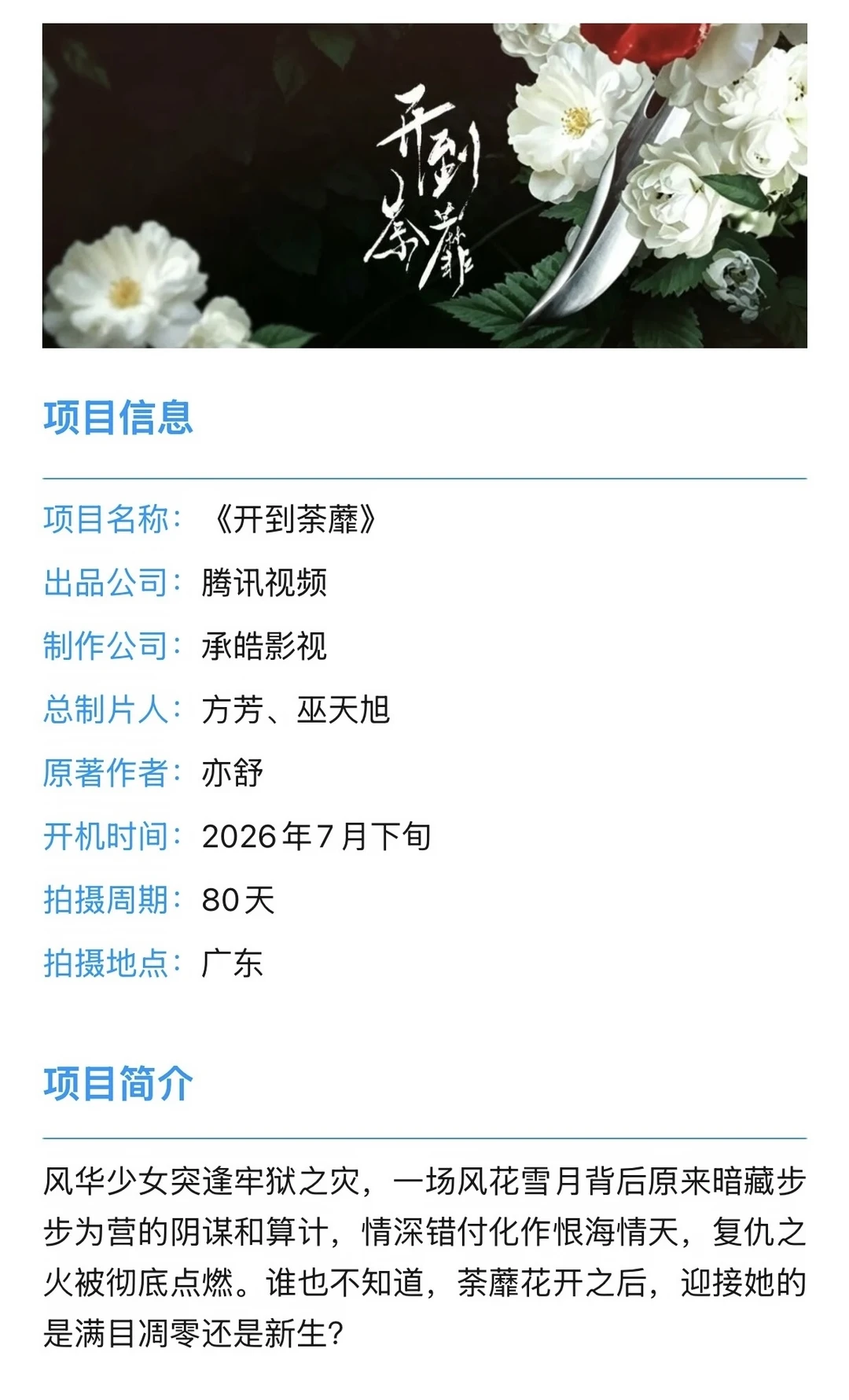 白鹿新剧开机组讯