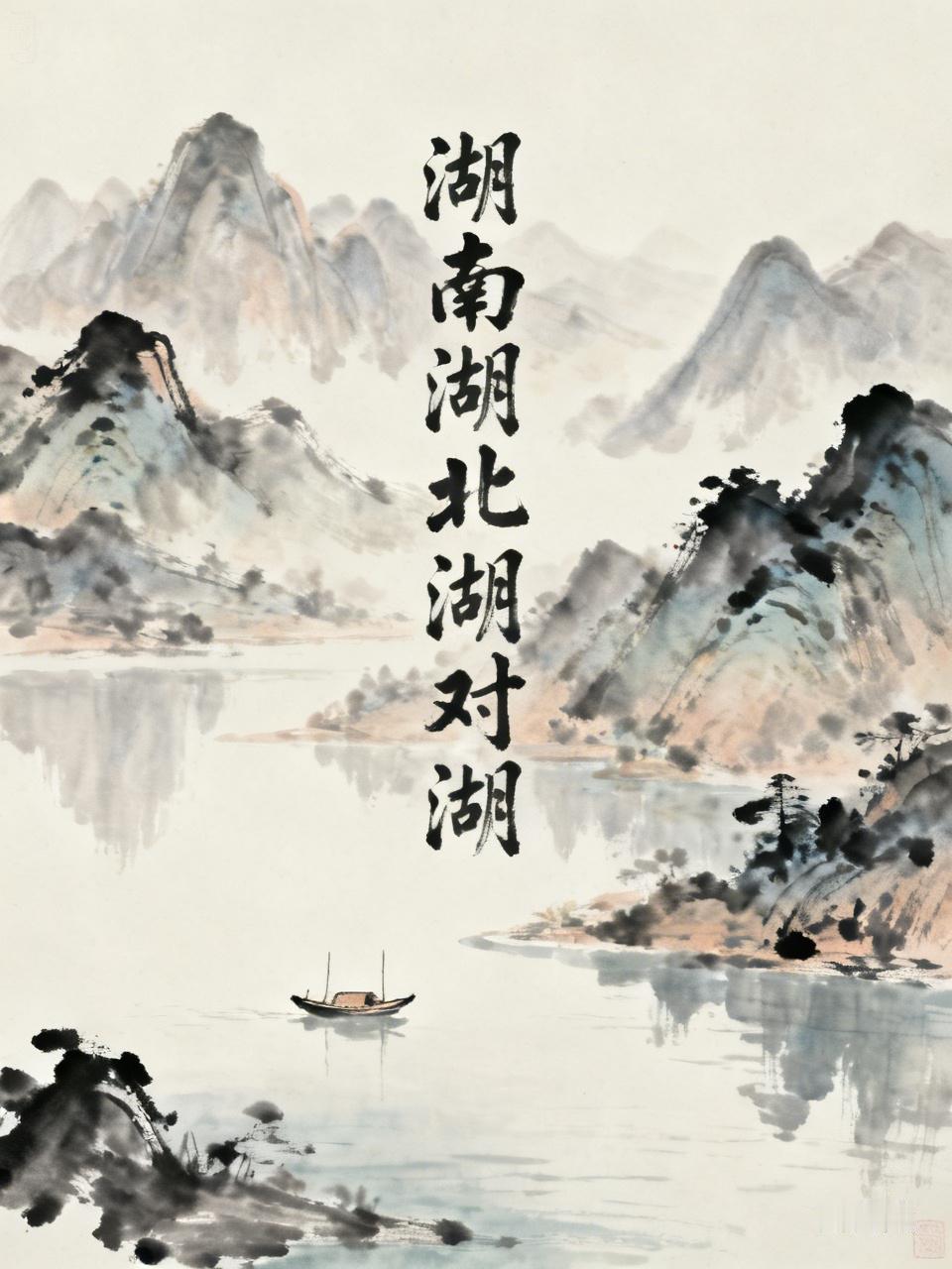 下联： 看到“湖南湖北湖对湖”这个上联，不得不感叹汉字对联的精妙。它巧用地名，“