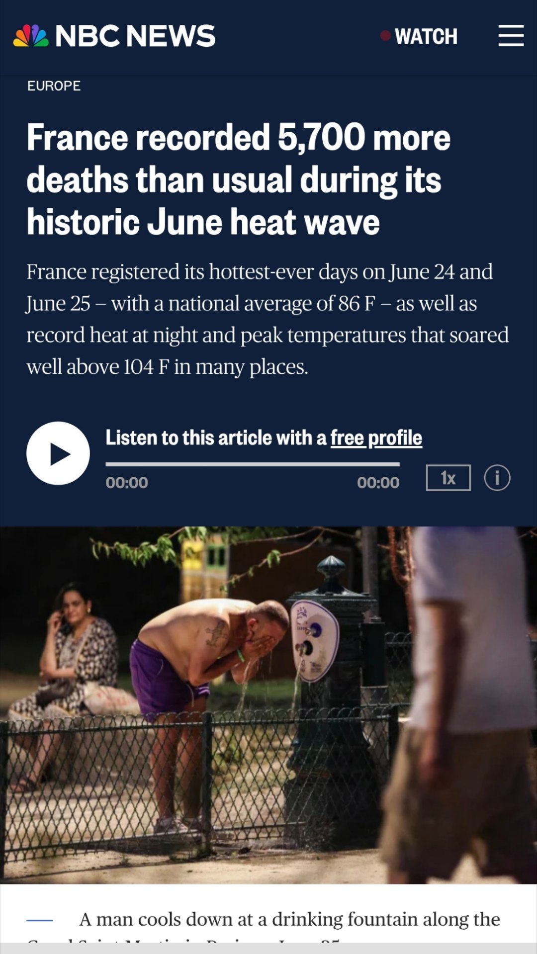 法国6月热死的超额死亡人数出来了！5764人！过去二十年热死人最多的一个月。划重
