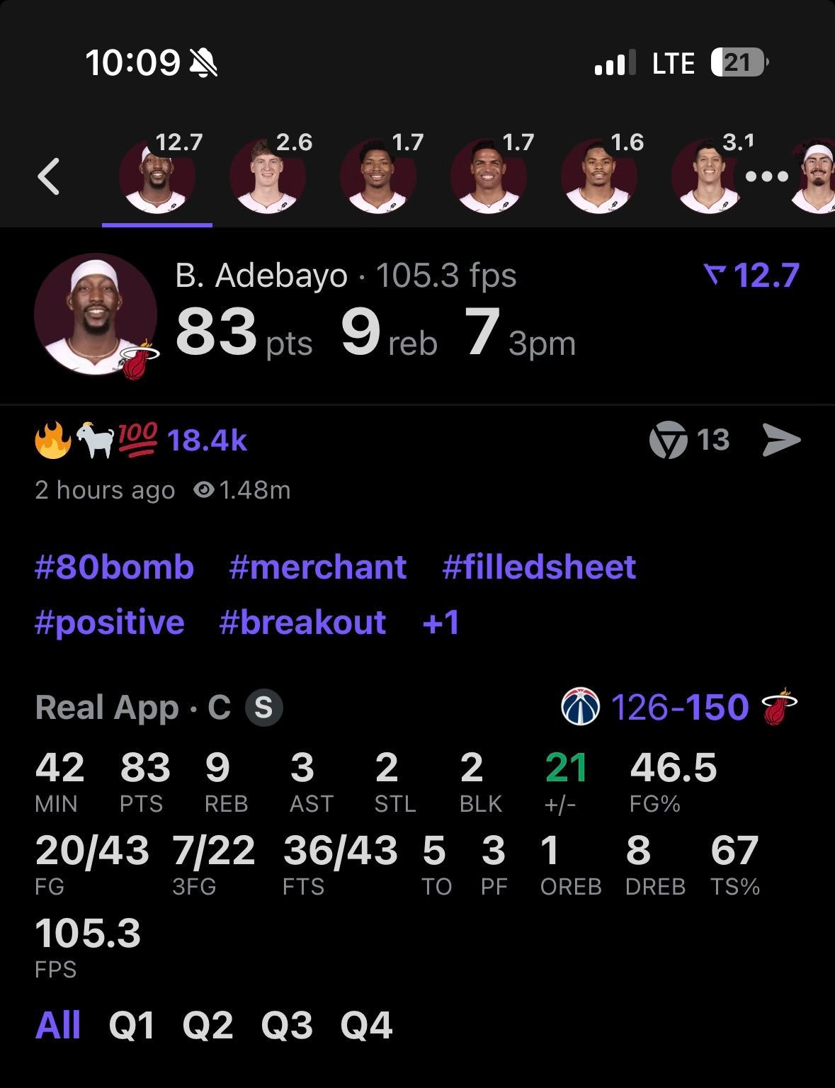 阿德巴约单场83分！超越科比成为NBA历史单场得分第二高的球员，单场43次罚球也