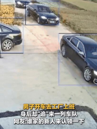 笑不活！河南一男子开车上班，中途碰到一对婚车队，他没多想就选择了超车，结果到厂里