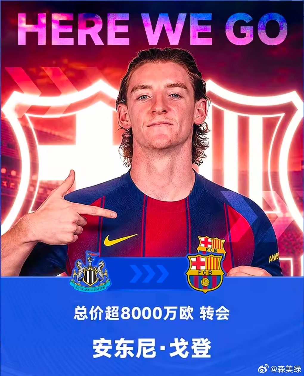 Here we go！罗马诺确认重磅引援：安东尼·戈登加盟巴萨，总价超8000万