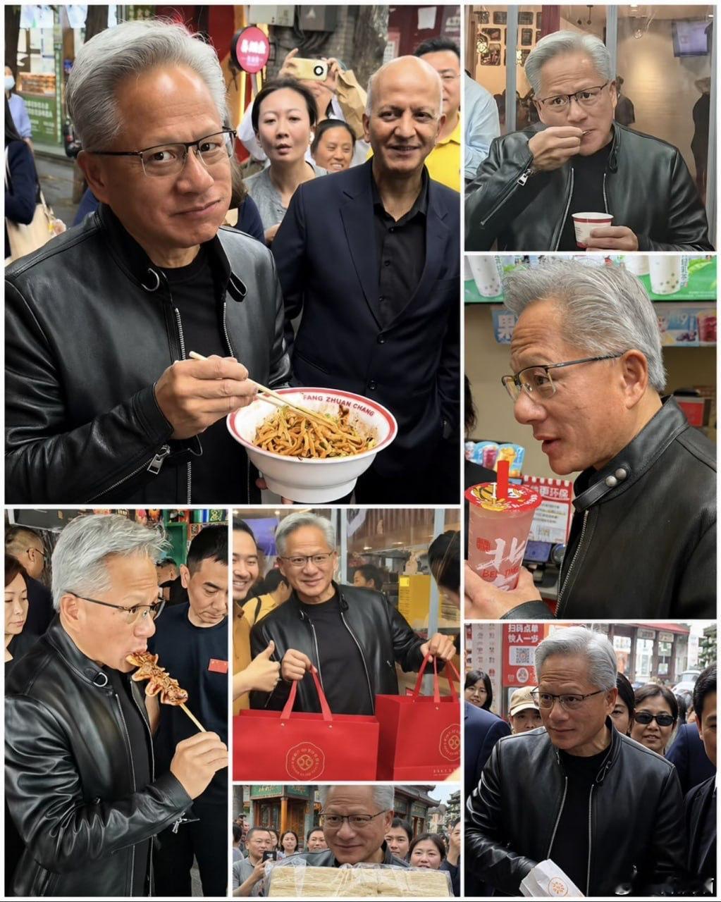 黄仁勋在北京吃了什么？紫光园奶皮子酸奶蜜雪冰城蜜桃四季春广和川北京豆汁炸鱿鱼稻香