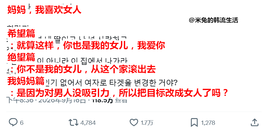 当我和妈妈说自己喜欢女孩子： ​​​