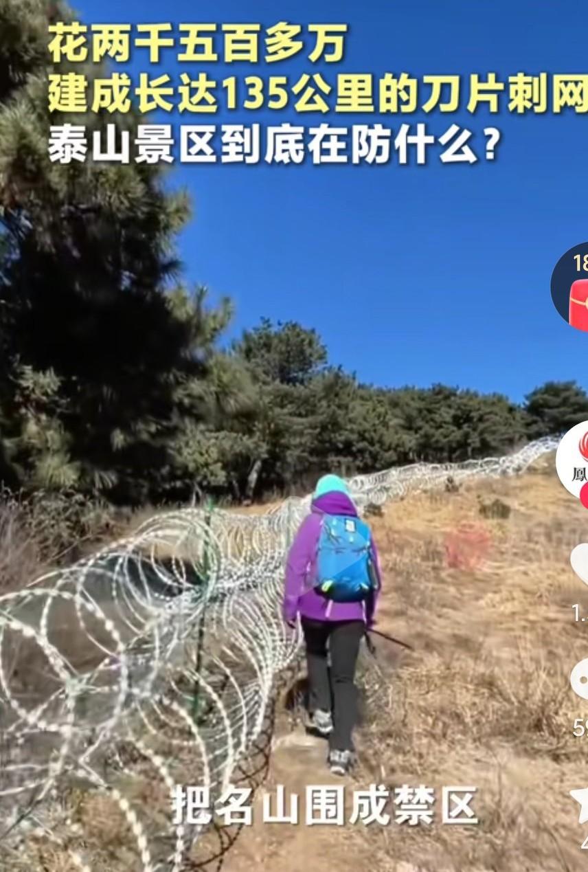 泰山景区花这么多钱，弄成这样的边境线的防护措施，这是防谁呢？防止危险的办法怎么感