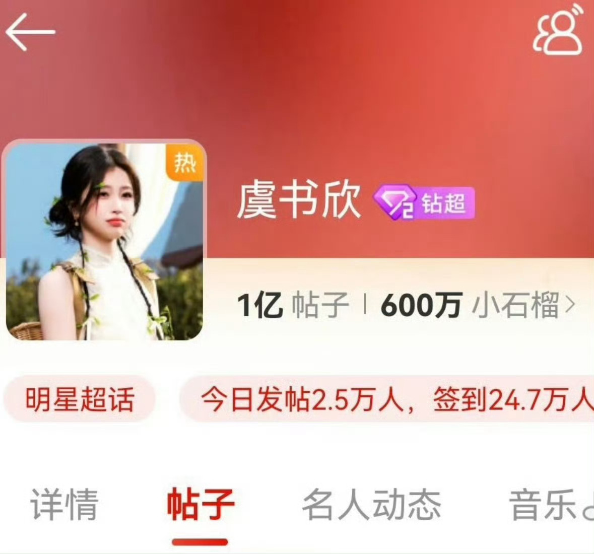 虞书欣[超话]  虞书欣超话粉丝数突破600w粗卡🎉 ​​​