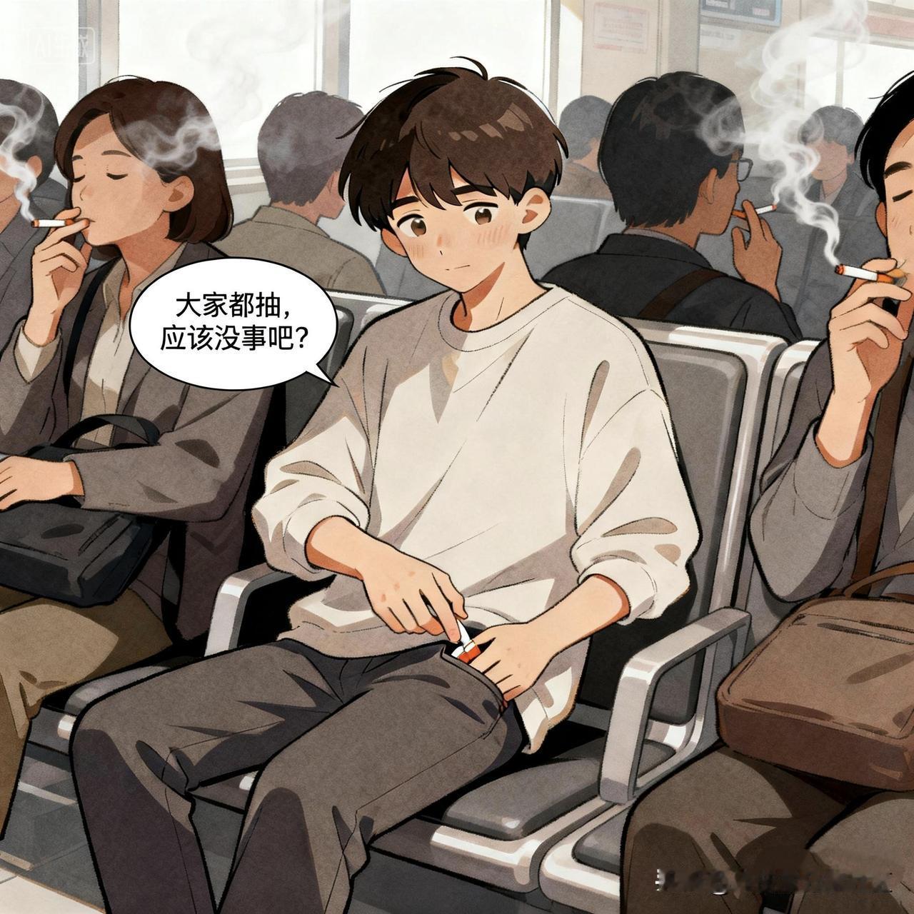 每日幽默：如此罚款
小王在候车室等车，见前后左右“吞云吐雾”者皆悠然自得，毫无顾
