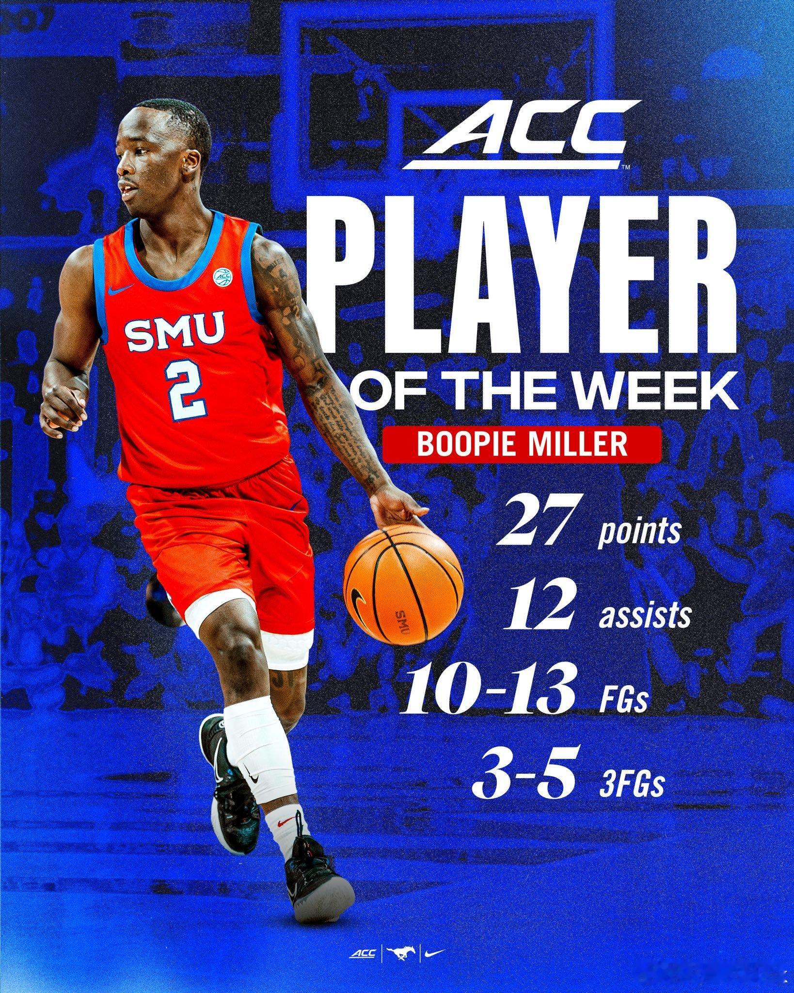 ACC联盟第9周表现奖（2025-2026赛季）。 最佳球员：Boopie Mi