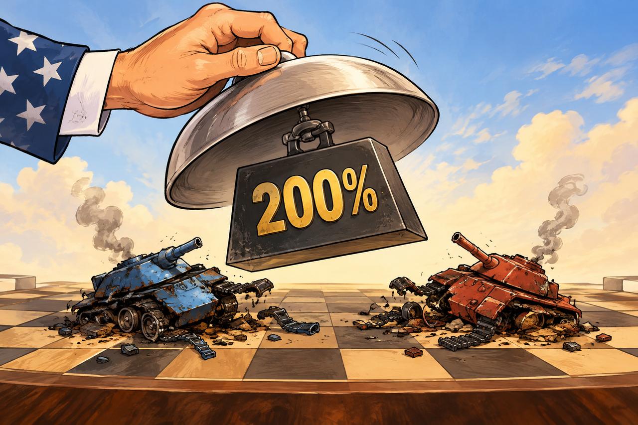 美国总统特朗普暗示，可以考虑对俄罗斯和乌克兰征收200%的关税，迫使双方结束战争
