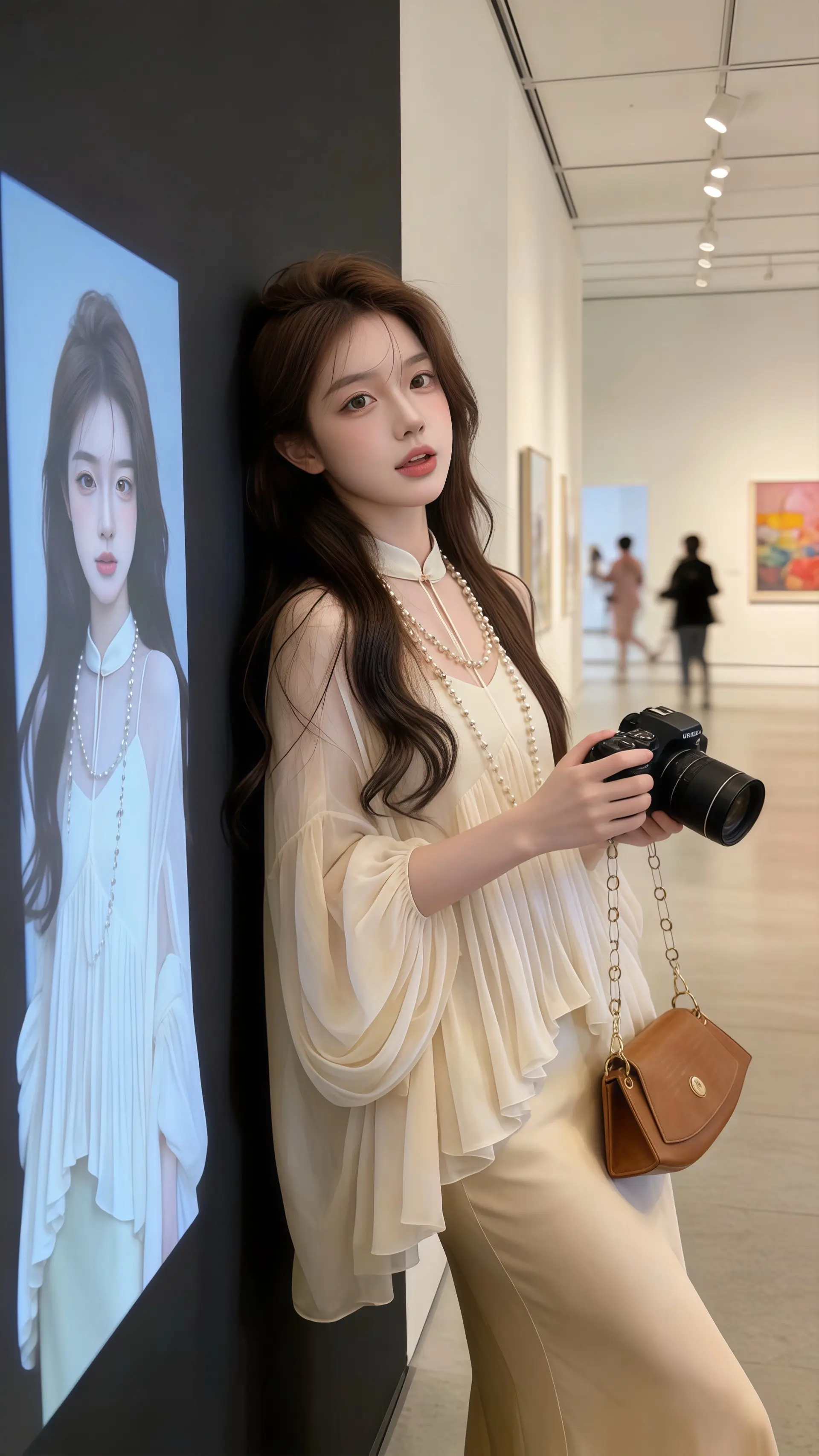 被易梦玲的中式美征服了法式鱼骨裙自带白月光滤镜姚安娜淡蓝色流光长裙造型...