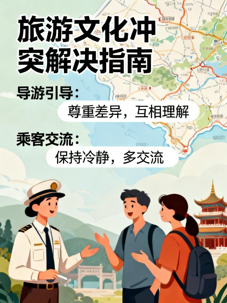 旅游中遇到文化冲突，其实有不少解决办法。就说导游带团时，得先耐心听各方想法，尊重