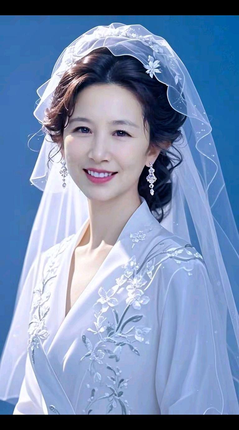 婚纱的纯净与优雅，仿佛是每个女孩心中的梦幻时刻。轻纱如云，点缀着细腻的花纹，仿佛