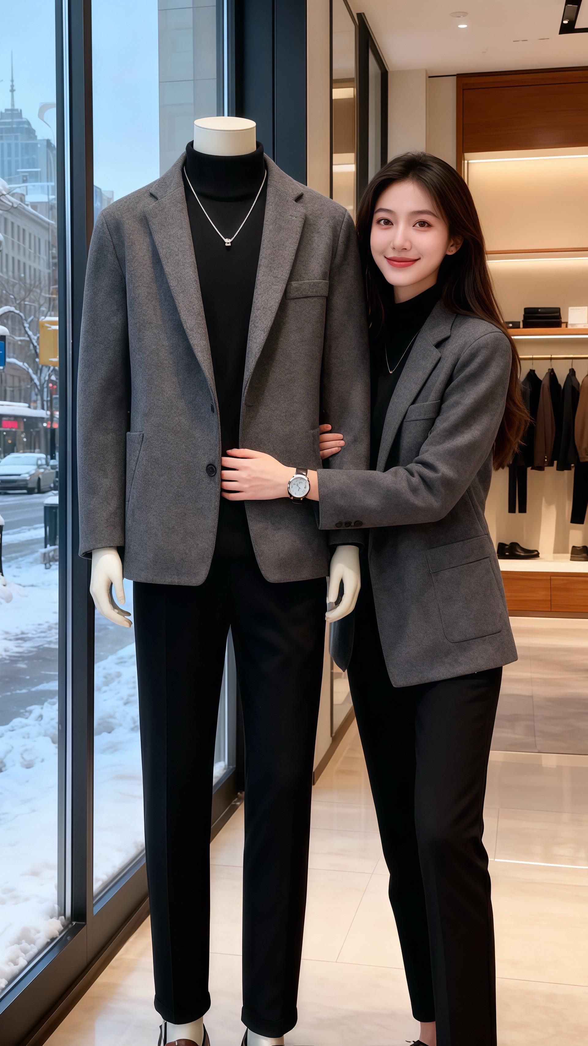 雪落满橱窗的午后，林晚蜷在精品店沙发敲方案，白博美扒着她膝头蹭暖。灰呢...