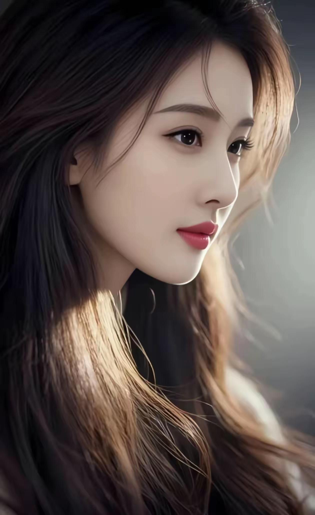 温柔如水的少女，沉静的目光，如梦似幻。