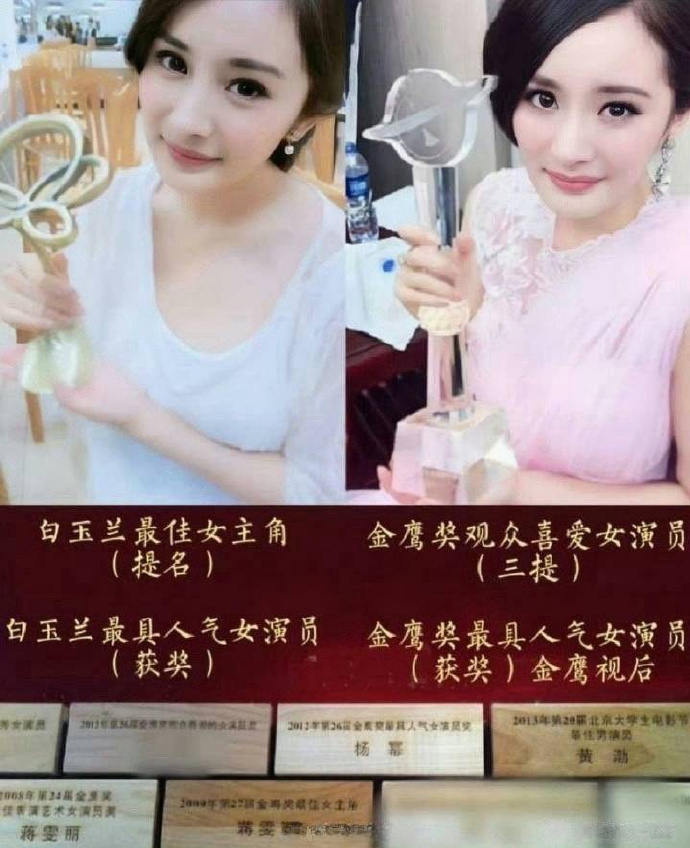 曝杨幂金鹰奖掉提 又有人出来湖水摸鱼了，实际真正掉提的人是白玉兰、百花双掉提的8