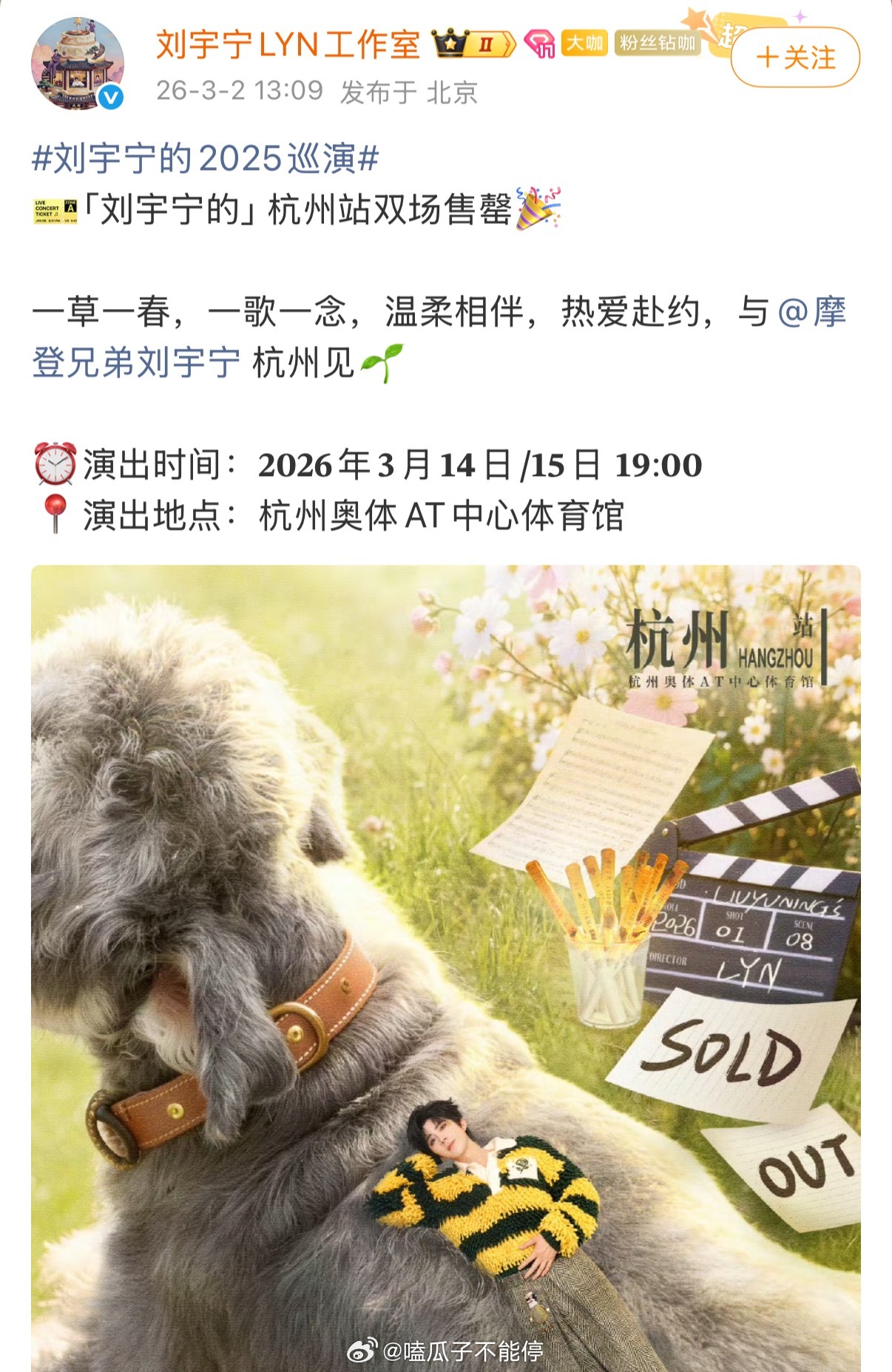 刘宇宁巡演杭州场门票又一次秒售罄，火火的很安心