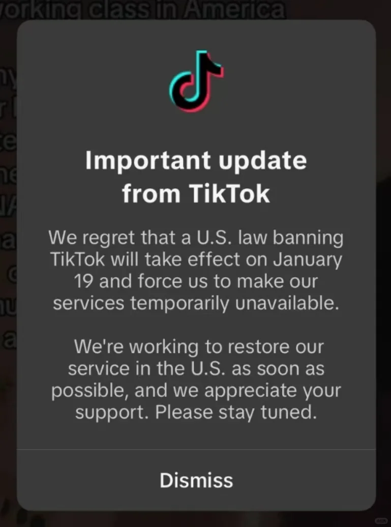 叹气，tiktok宣布暂时停止服务