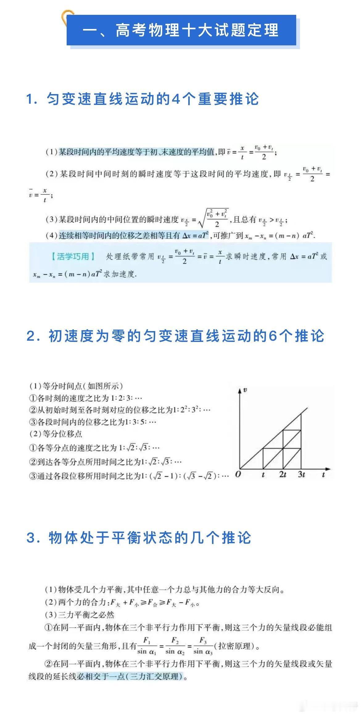 高考物理十大重要结论+各类题型汇总！ 