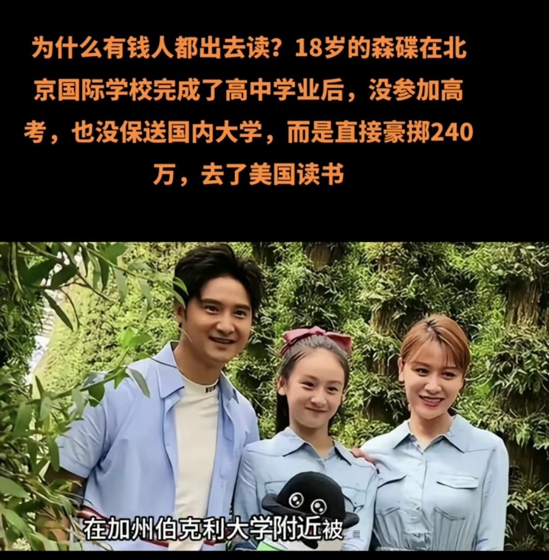 森碟留学的瓜，别急着嚼：有钱人的路，咱看个热闹就行。

最近森碟去美国读书的消息