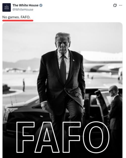 FAF0是什么意思？
      近日，白宫发布了一张以黑白色为主调的海报，画面