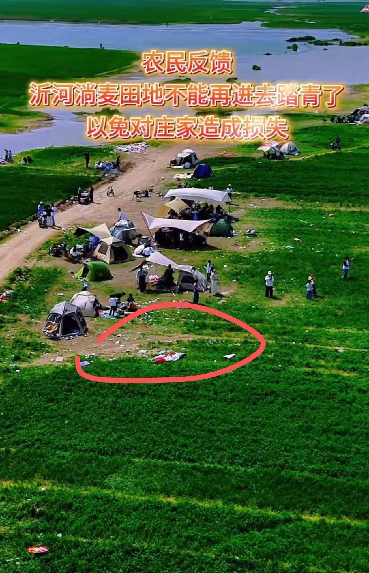 江苏沭阳，一群城里人来农村踏青，把麦田给糟蹋了！农民们看不下去，把通往麦田地的路