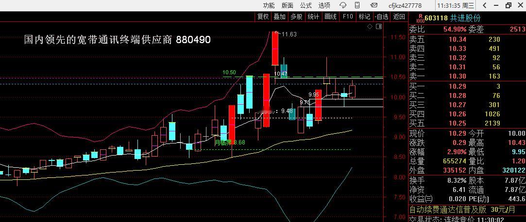 综合一下，今天下午重点跟踪两个603118 共进股份，分时有2次试盘的细节，日象