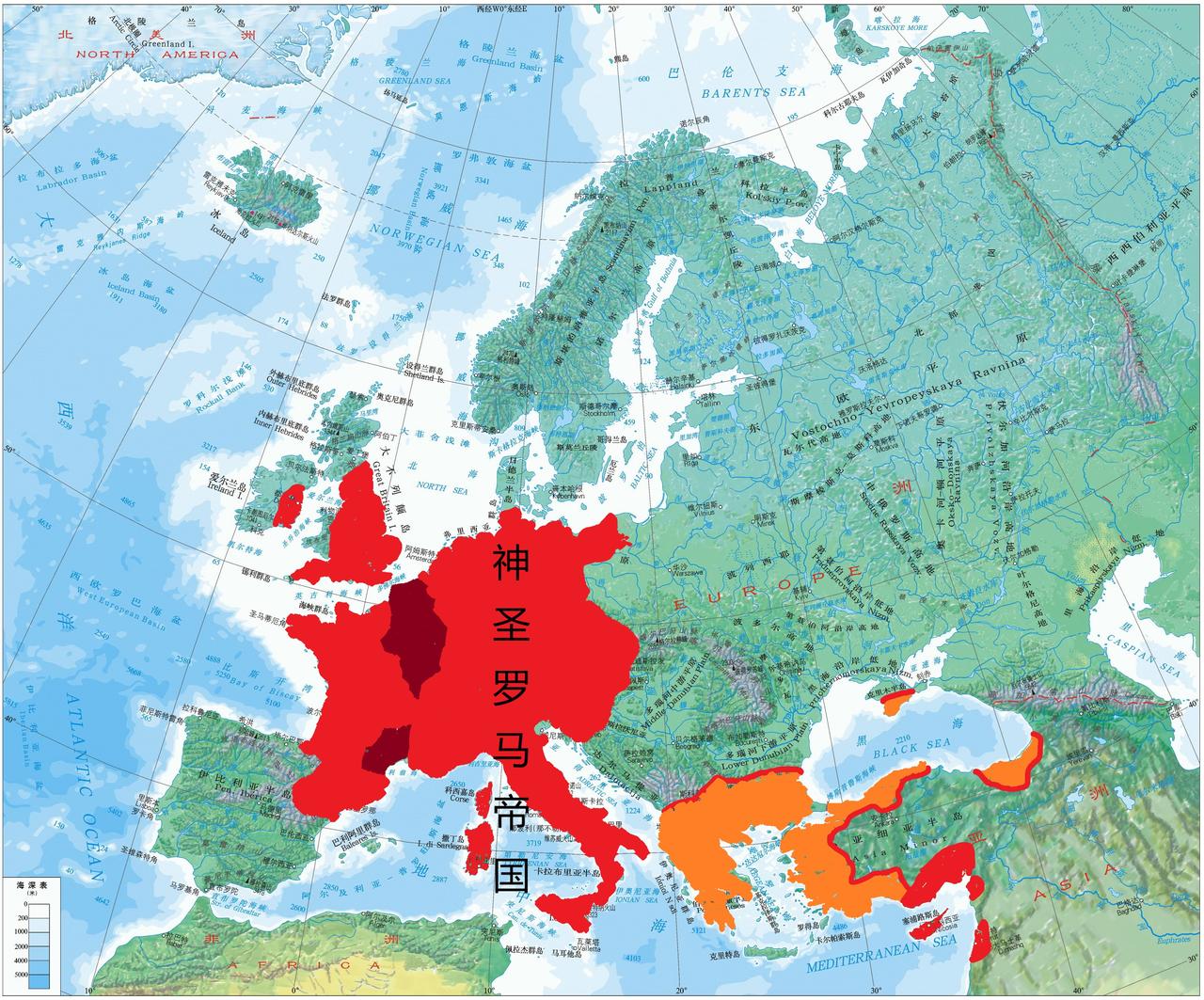 神圣罗马帝国东罗马帝国1190年代，神圣罗马帝国在亨利六世皇帝统治下达到极盛，他