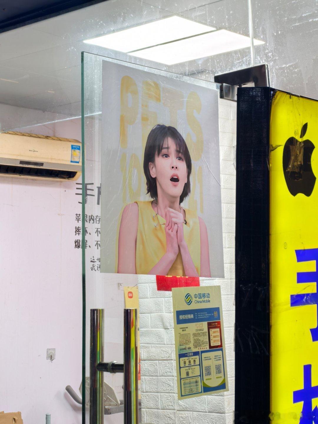 路过一家手机维修店，到处都贴着曾佩慈的海报。老板应该是铁粉了。浪姐直播